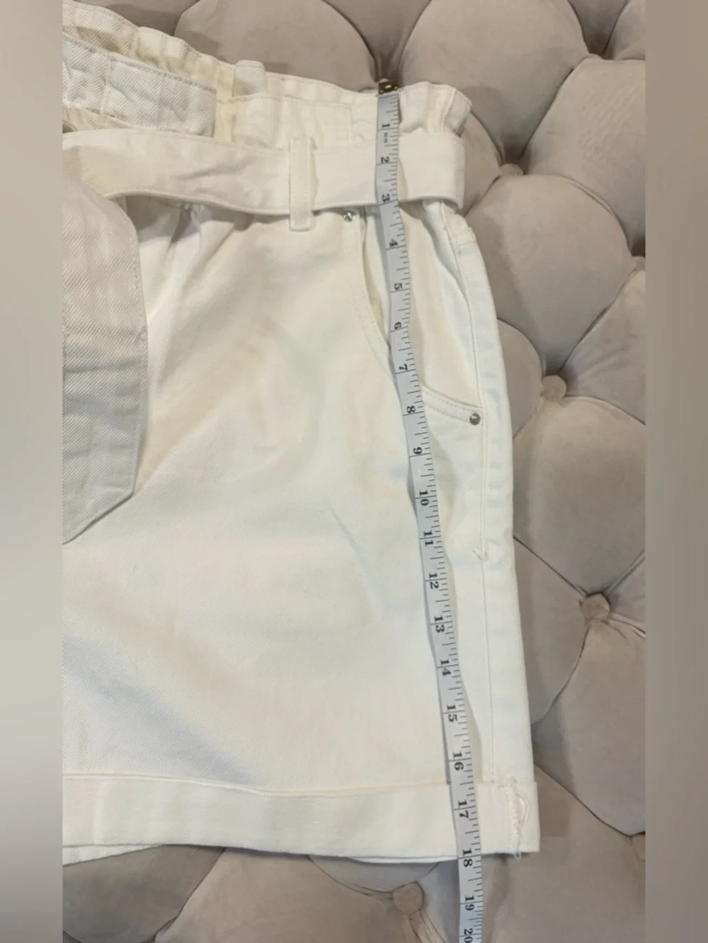 H&M White Paperbag Waist Belted Shorts NWT Size 14